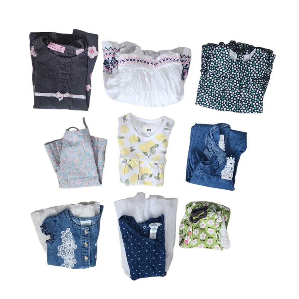 Lot Of 9 Toddler Girls Mixed Size 18 Months Clothes Multiple Colors Misc. Brands